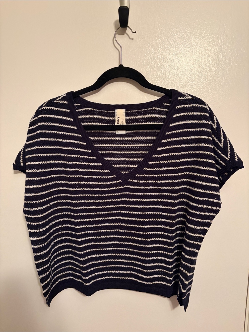Pact Navy & White Striped V-Neck Beach Coverup
